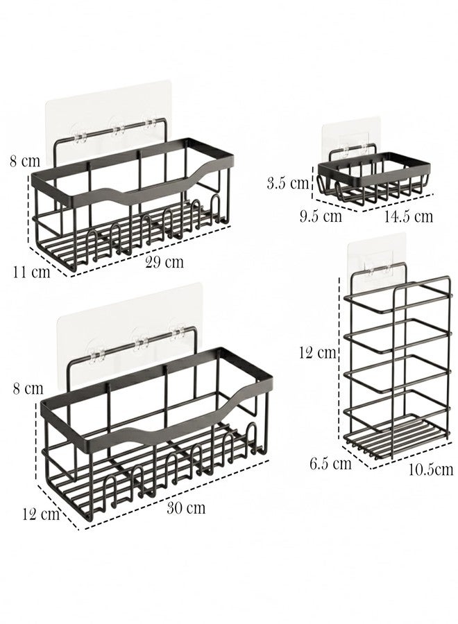 CLAPONE Stainless Steel Bath Organizers With Large Capacity Organizer Combo Racks and Shelves for Wall Stand for Bathroom Without Drill Soap Holder with Tooth Brush Holder Bathroom Accessories (Pack of 5) - Image 2